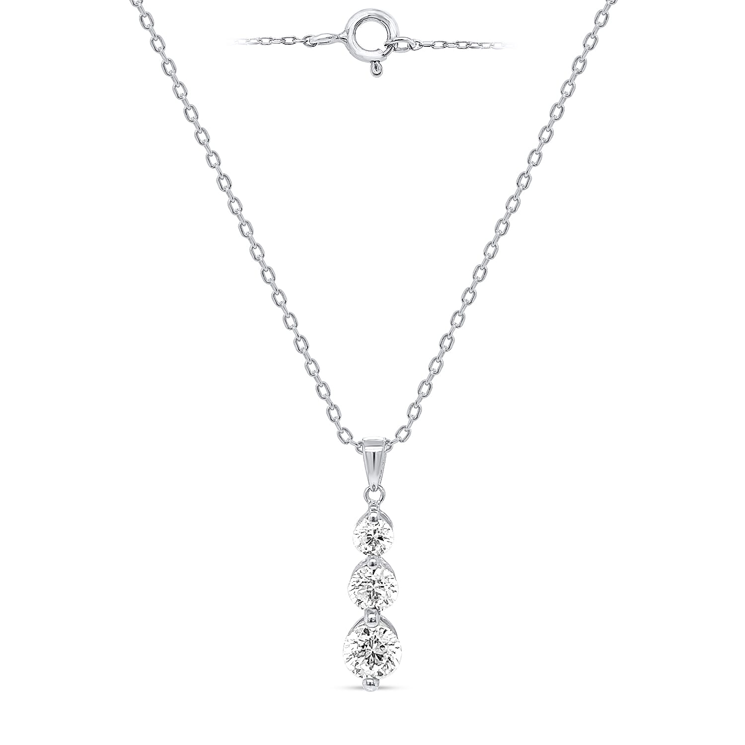 JCK Vegas Finds- 14K White Gold Natural Earth Mined Diamond  ( SI G-H) Journey Pendant 0.50 Ct. 8527328 0