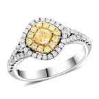 14K White & Yellow Gold  Yellow (SI-I1) & White Diamond (I1-G-H) Ring 1.84 Ct