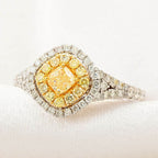 14K White & Yellow Gold  Yellow (SI-I1) & White Diamond (I1-G-H) Ring 1.84 Ct