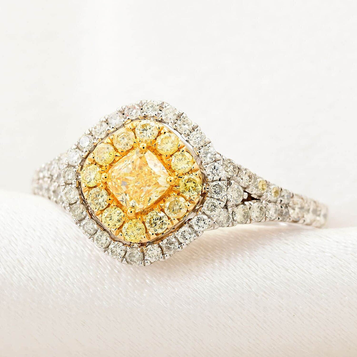MODANI Collection - 14K White &amp; Yellow Gold  Yellow (SI-I1) &amp; White Diamond (I1-G-H) Ring 1.84 Ct(Resizable 2 down 3 size UP). 7779246 1