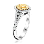14K White & Yellow Gold  Yellow (SI-I1) & White Diamond (I1-G-H) Ring 1.84 Ct