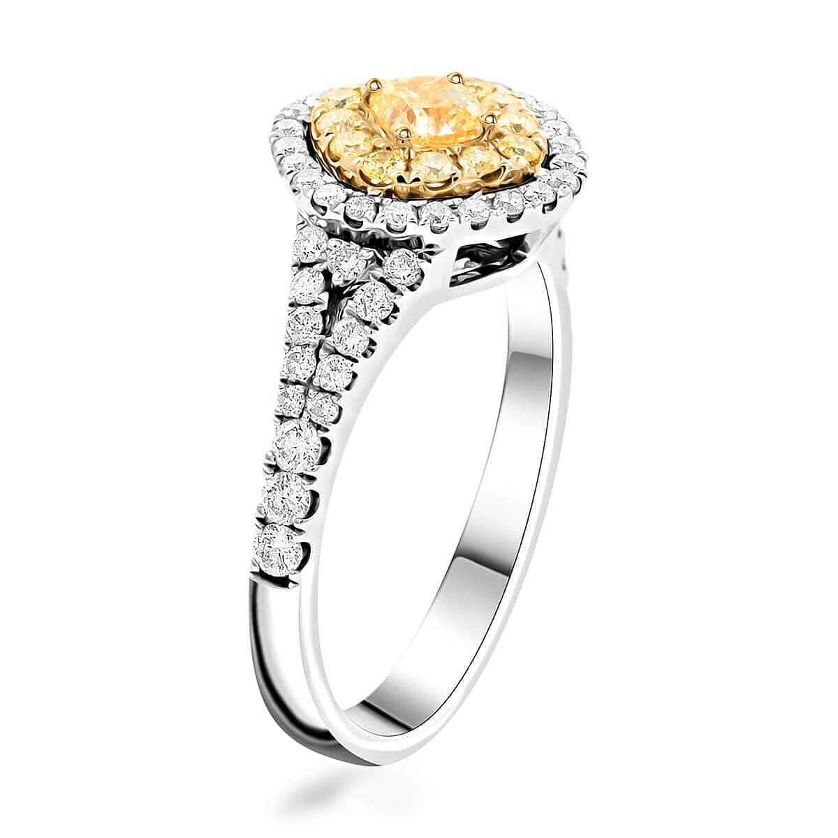 MODANI Collection - 14K White &amp; Yellow Gold  Yellow (SI-I1) &amp; White Diamond (I1-G-H) Ring 1.84 Ct(Resizable 2 down 3 size UP). 7779246 3