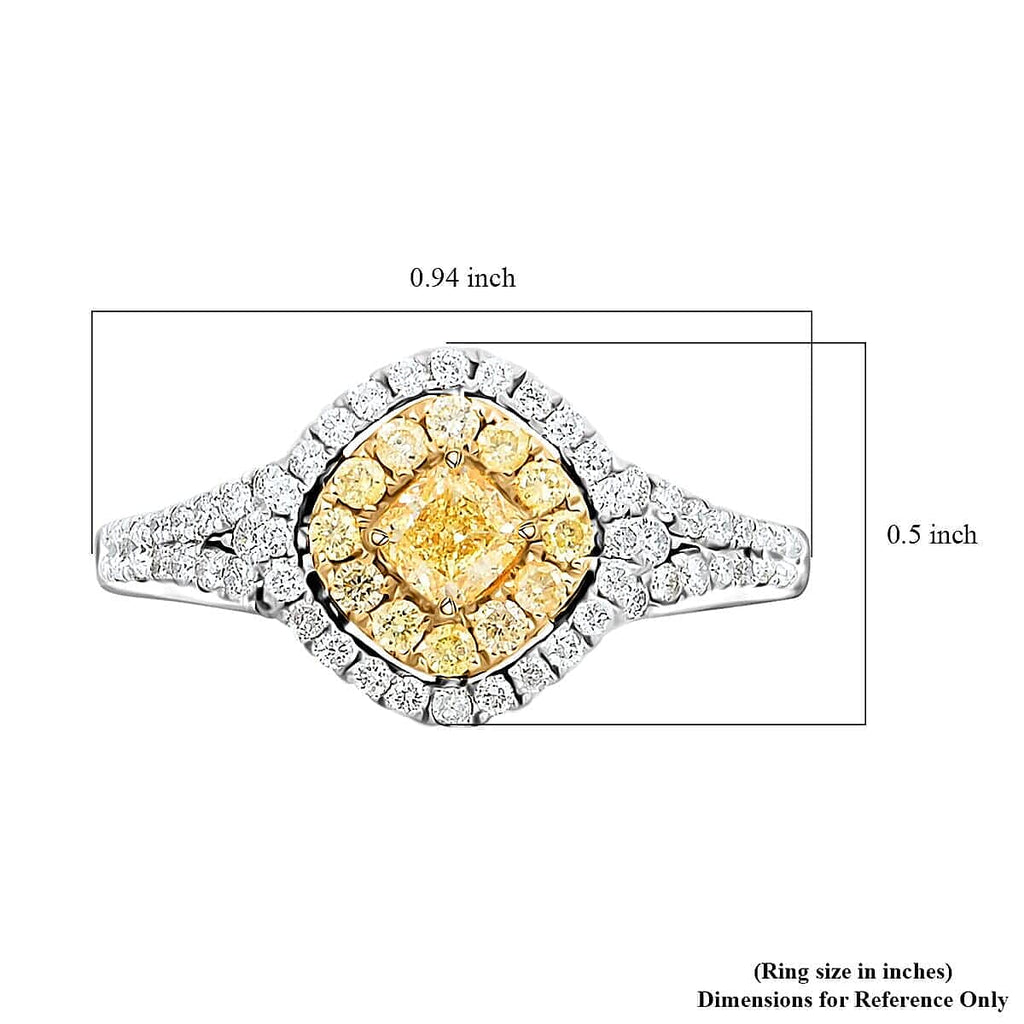 14K White & Yellow Gold  Yellow (SI-I1) & White Diamond (I1-G-H) Ring 1.84 Ct