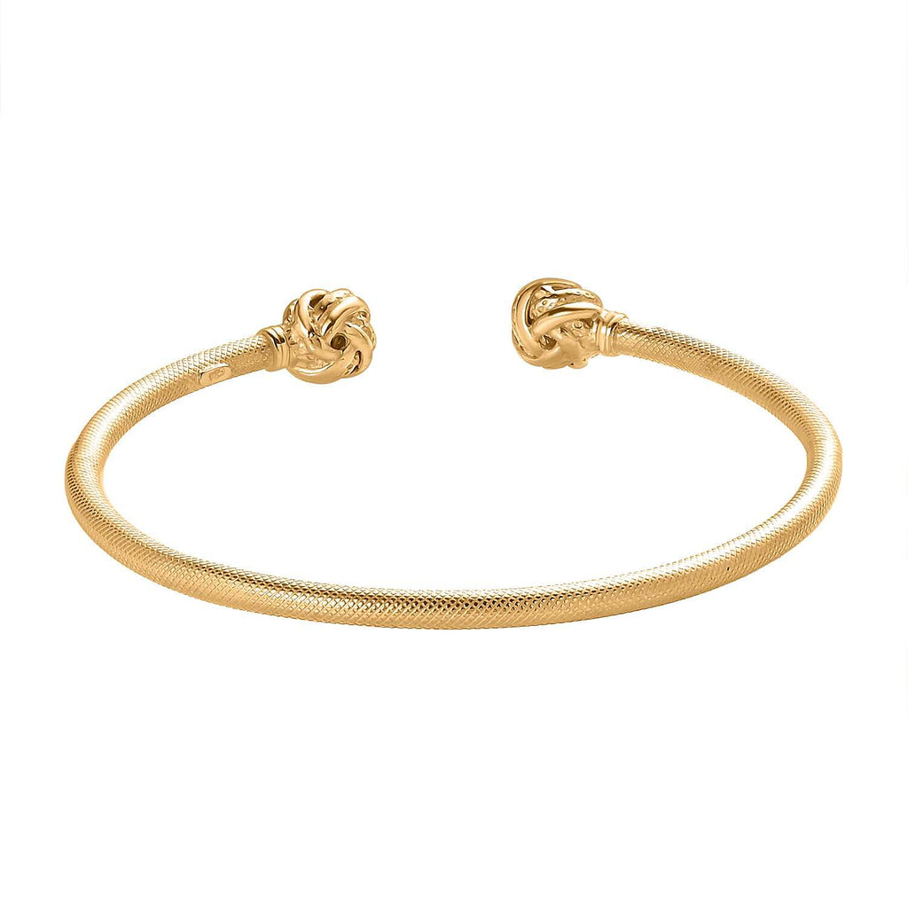14K YG Overlay Sterling Silver Cuff Bangle, Silver Wt. 7.8 Gms