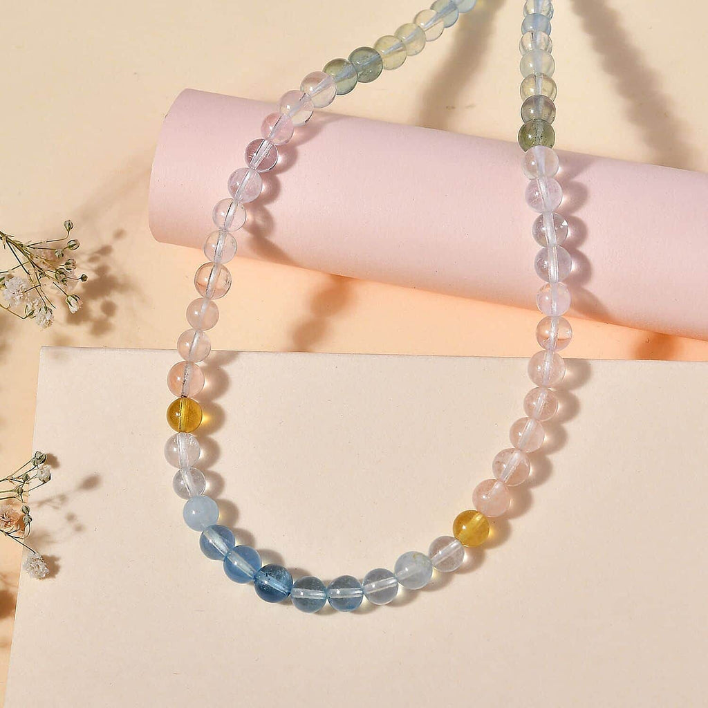 14K Yellow Gold  AA   Beryl  Beads Necklace (Size - 18) 90.00 ct,  Gold Wt. 1.87 Gms  90.000  Ct.