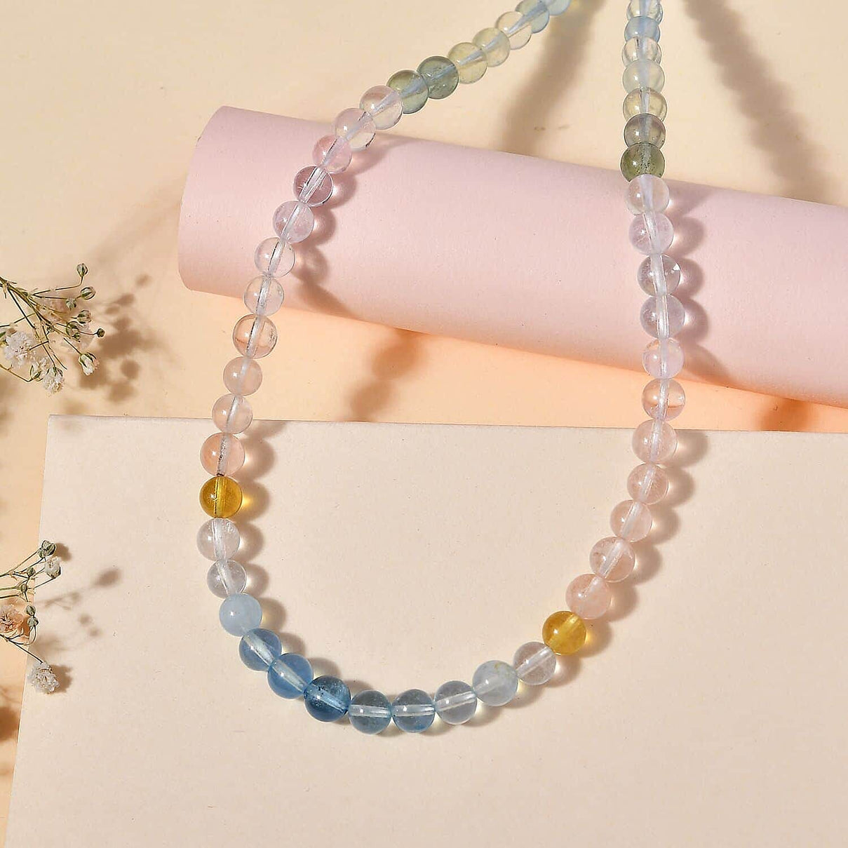 14K Yellow Gold AA Beryl Beads Necklace (Size - 18) with Lobster Clasp 90.00 Ct. 7823133 1