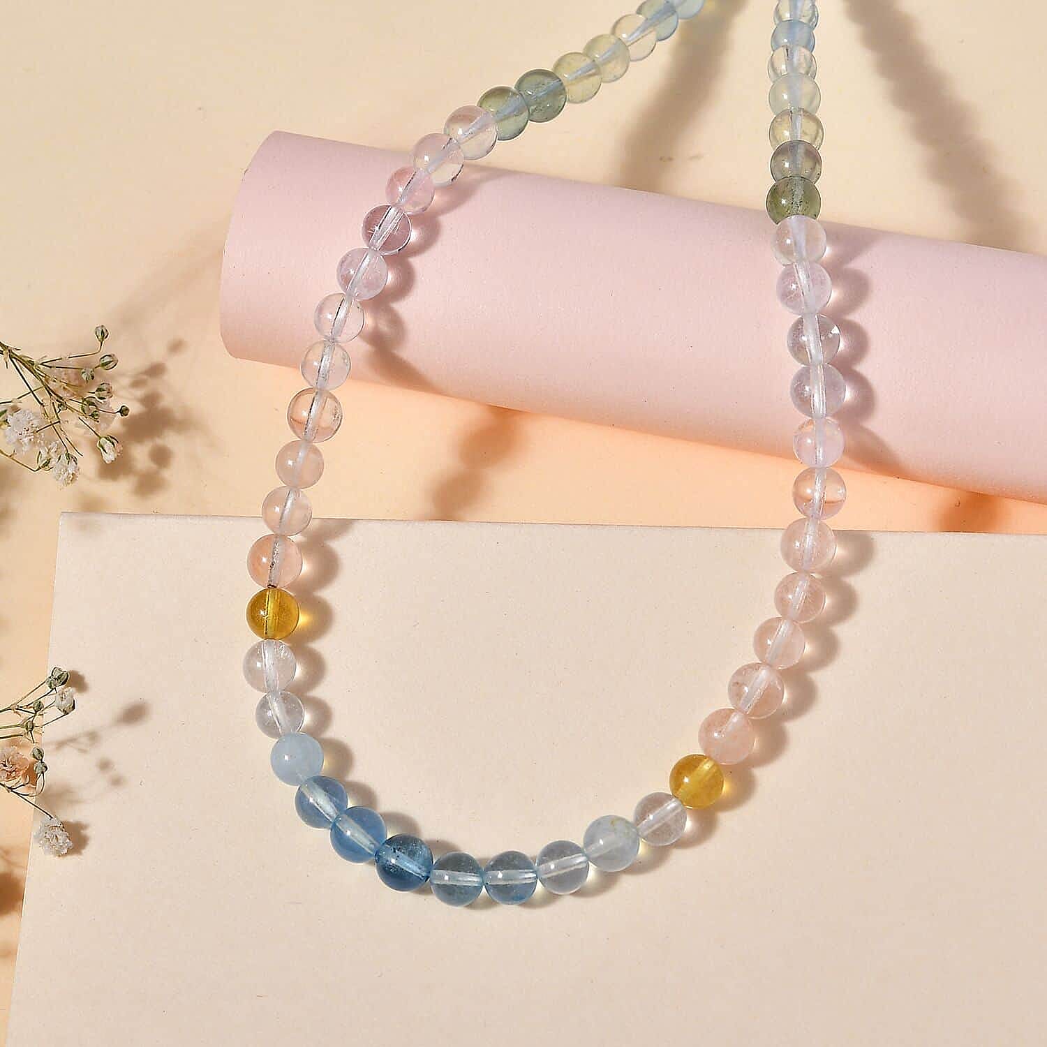 14K Yellow Gold AA Beryl Beads Necklace (Size - 18) with Lobster Clasp 90.00 Ct. 7823133 1