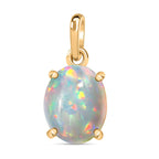 14K Yellow Gold  AA   Ethiopian Opal  Solitaire Pendant 1.80 ct,  Gold Wt. 2 Gms  1.800  Ct.