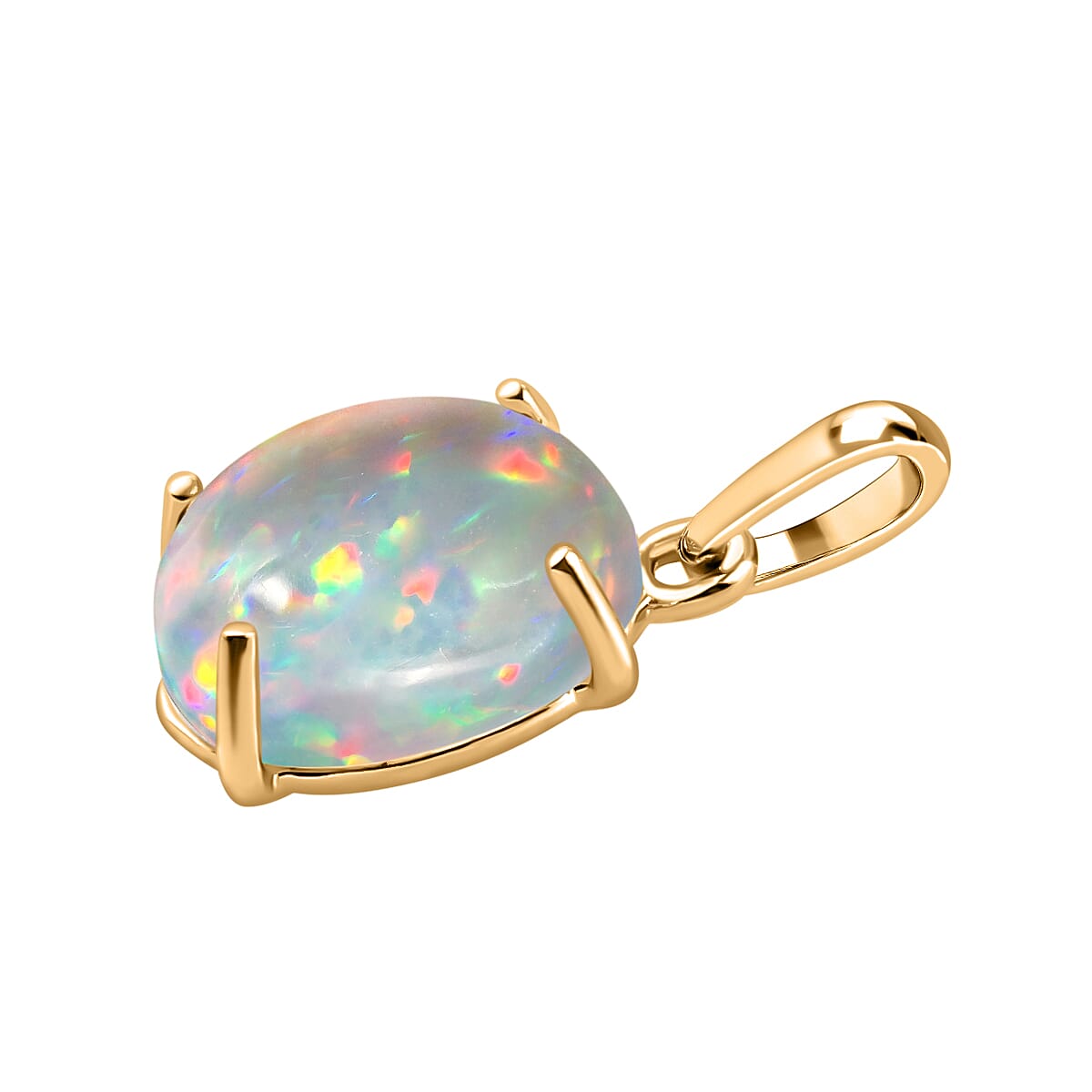 14K Yellow Gold AA Ethiopian Opal Solitaire Pendant in Gold Wt. 2 grams, 1.80 Ct 8000338 2