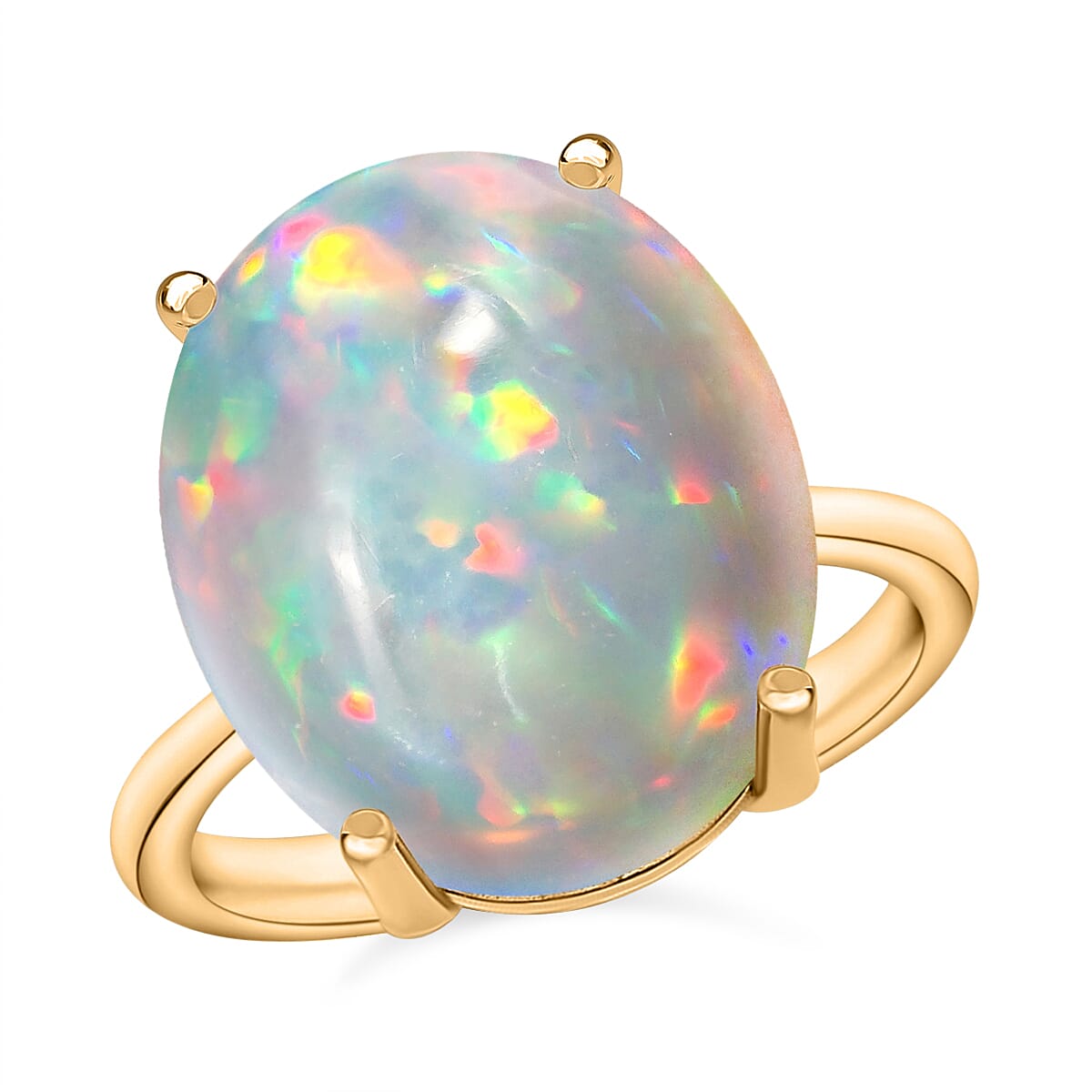 14K Yellow Gold AA Ethiopian Opal Solitaire Ring in Gold Wt. 4 grams, 5 Ct 7717715 0