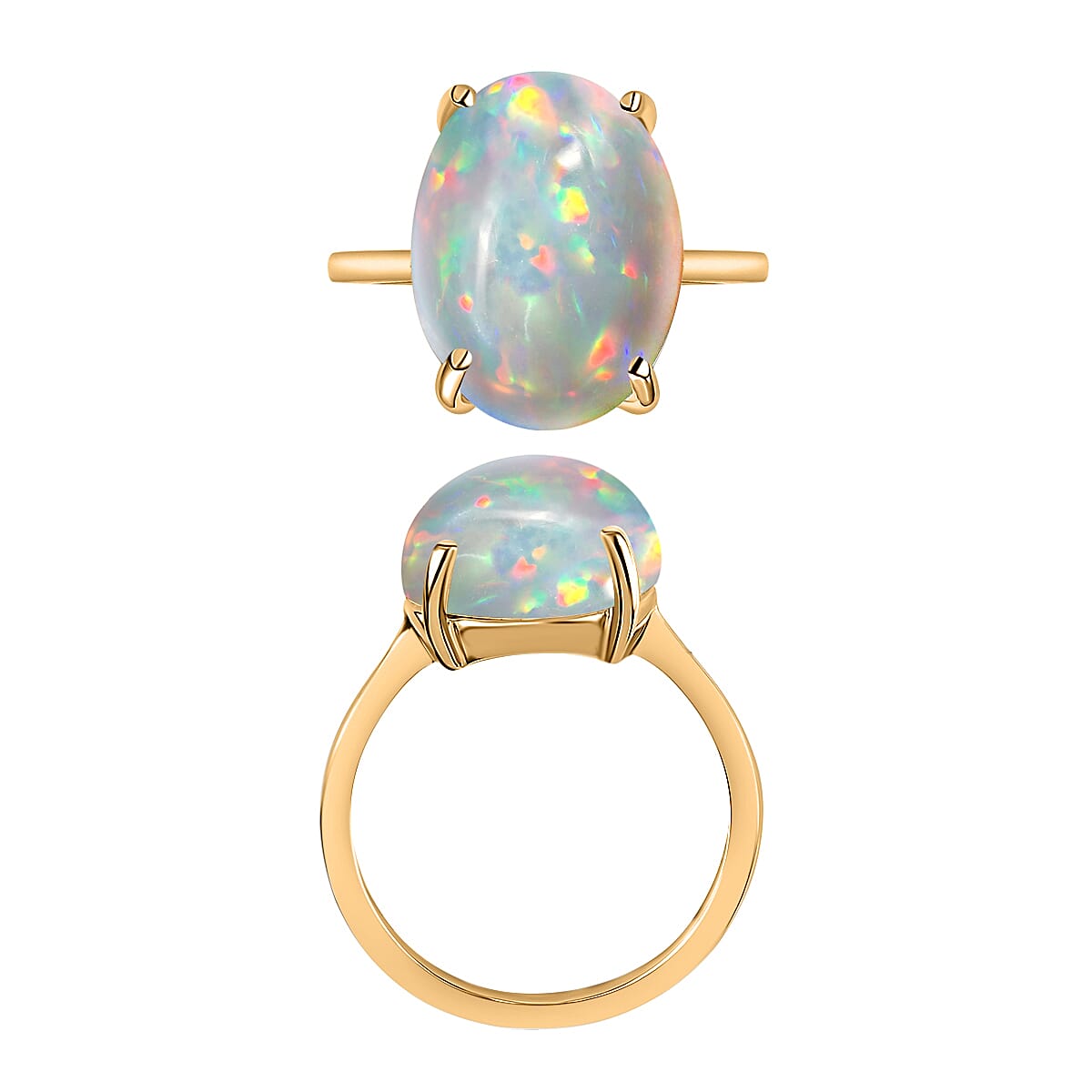 14K Yellow Gold AA Ethiopian Opal Solitaire Ring in Gold Wt. 4 grams, 5 Ct 7717715 3