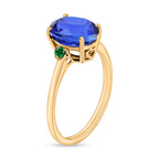 14K Yellow Gold  AA   Tanzanite ,  Colombian Emerald  Main Stone With Side Stone Ring 2.10 ct,  Gold Wt. 4 Gms  2.100  Ct.