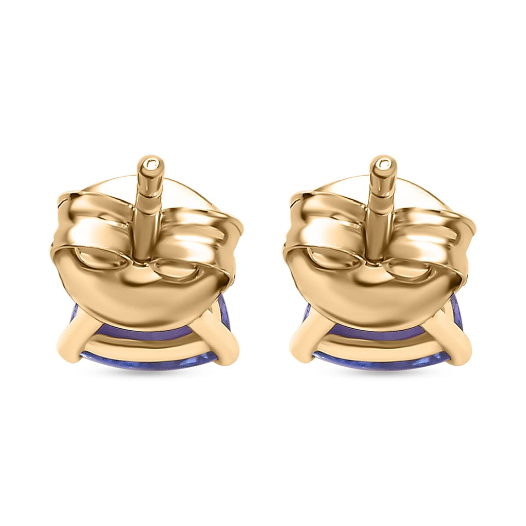 14K Yellow Gold Tanzanite Stud Earring with Push Back 2.00 Ct.