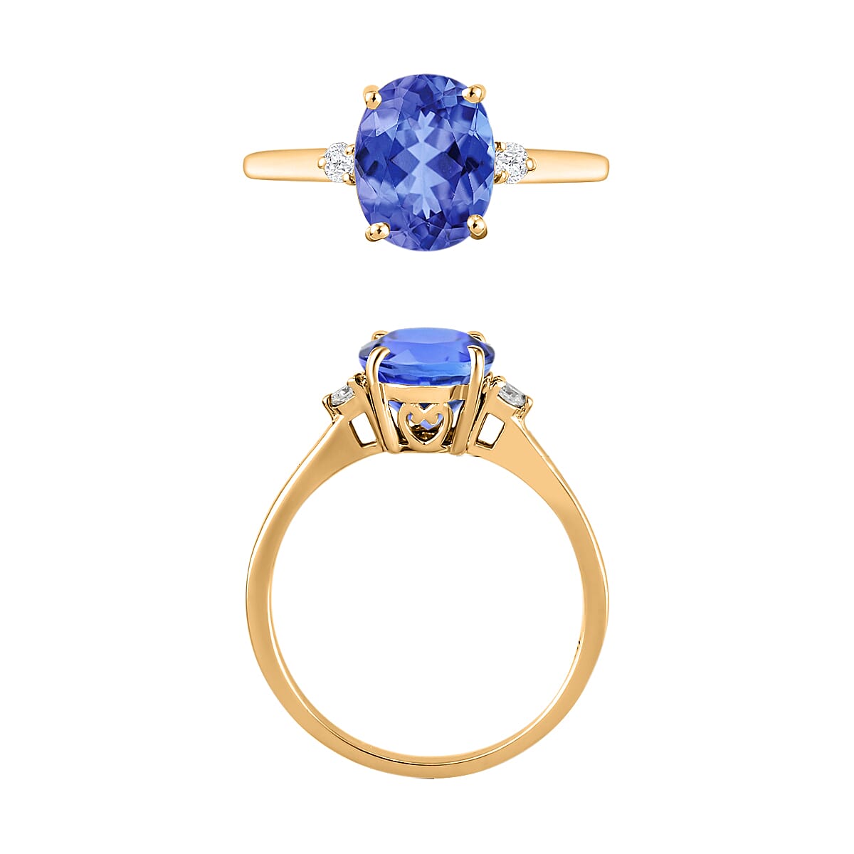 14K Yellow Gold AA Tanzanite and White Diamond I1-I2 Classic Solitaire Ring in Gold Wt. 4 grams, 2.10 Ct 8004253 3