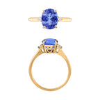 14K Yellow Gold  AA   Tanzanite ,  White Diamond  I1-I2 Main Stone With Side Stone Ring 2.10 ct,  Gold Wt. 4 Gms  2.100  Ct.