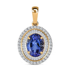 14K Yellow Gold Premium Tanzanite Diamond Pendant 2.44 Ct.