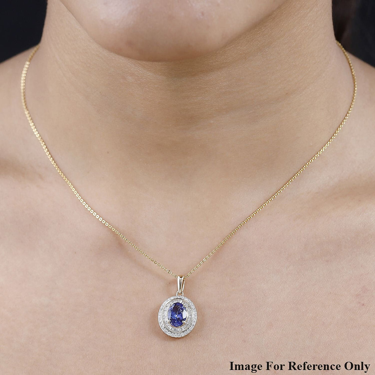 14K Yellow Gold Tanzanite Diamond Halo Pendant 2.44 Ct. 7642326 2