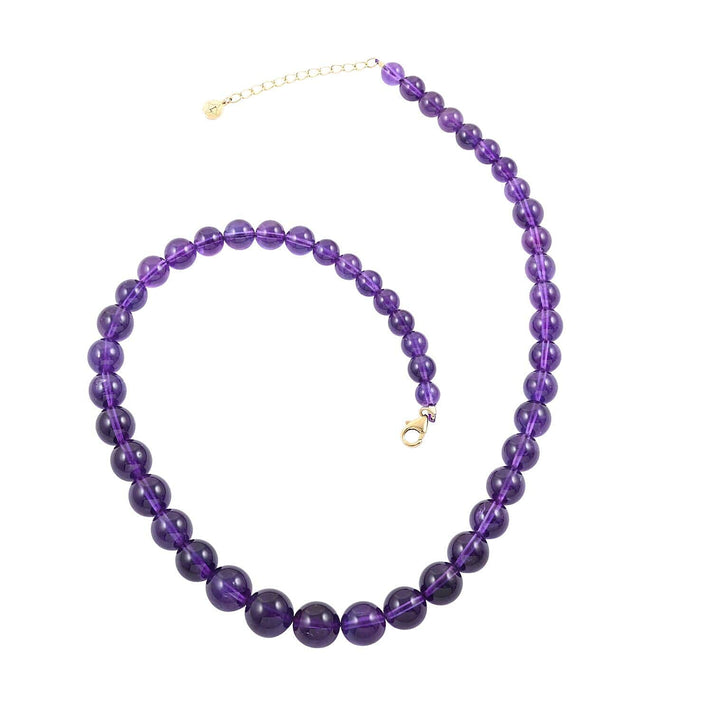 Certified &amp; Appraised 275 Ct. AAA African Amethyst Graduated Bead Necklace (Size - 18) with Lobster Clasp in 14K Yellow Gold 7690018 1