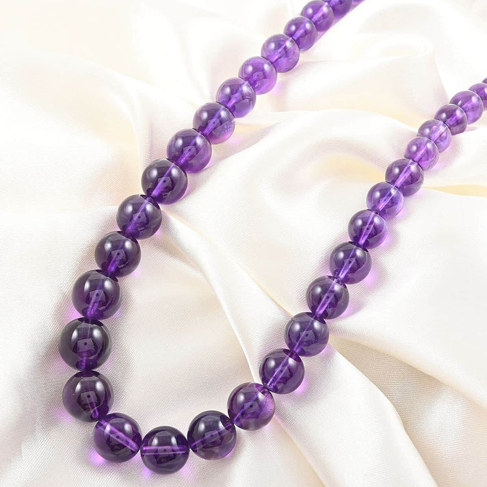 Certified &amp; Appraised 275 Ct. AAA African Amethyst Graduated Bead Necklace (Size - 18) with Lobster Clasp in 14K Yellow Gold 7690018 2