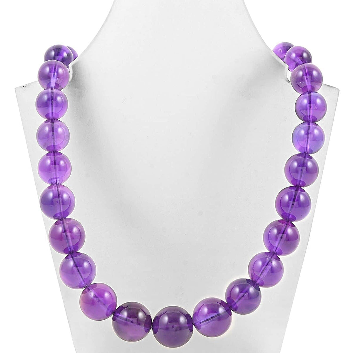 Certified &amp; Appraised 275 Ct. AAA African Amethyst Graduated Bead Necklace (Size - 18) with Lobster Clasp in 14K Yellow Gold 7690018 3