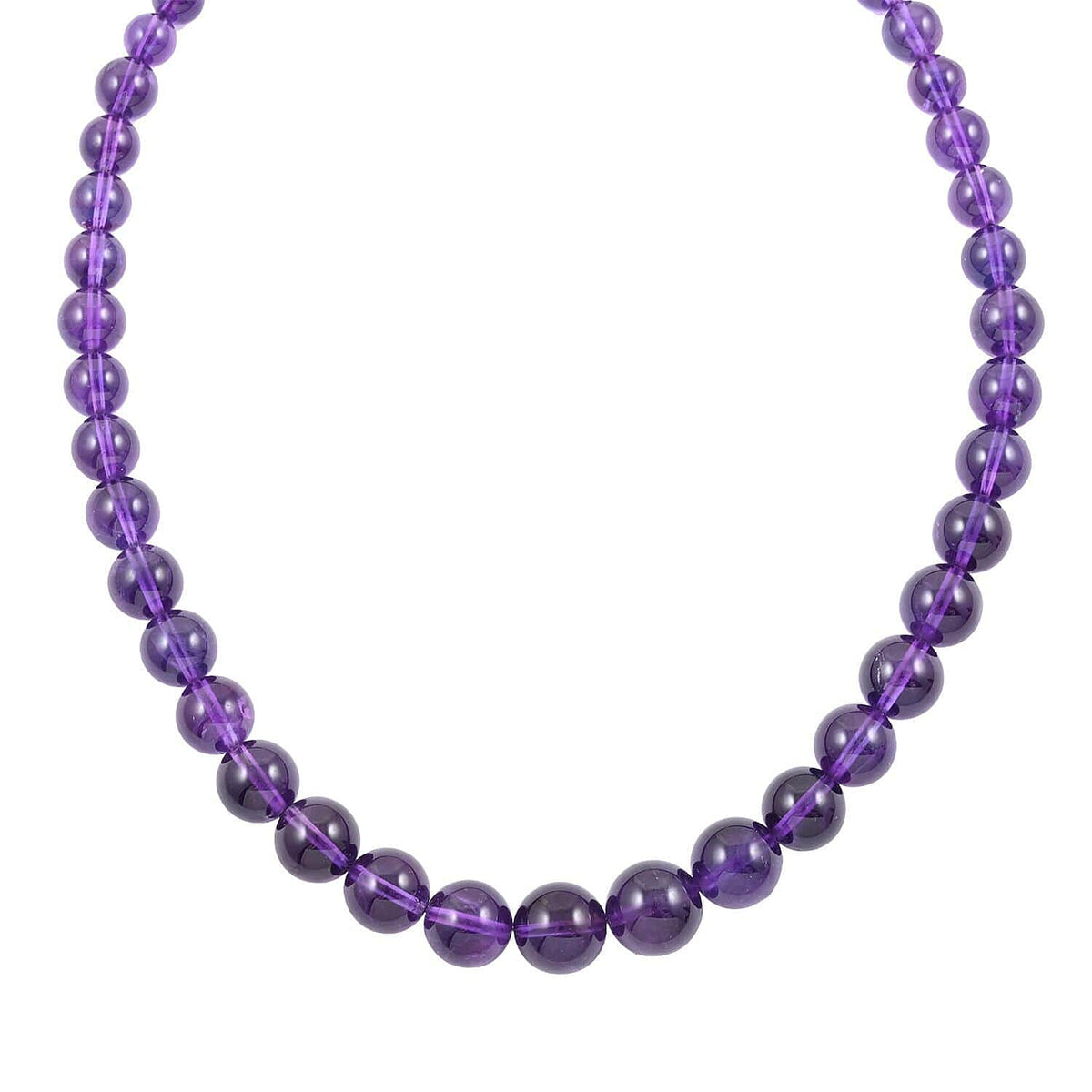 Certified &amp; Appraised 275 Ct. AAA African Amethyst Graduated Bead Necklace (Size - 18) with Lobster Clasp in 14K Yellow Gold 7690018 4