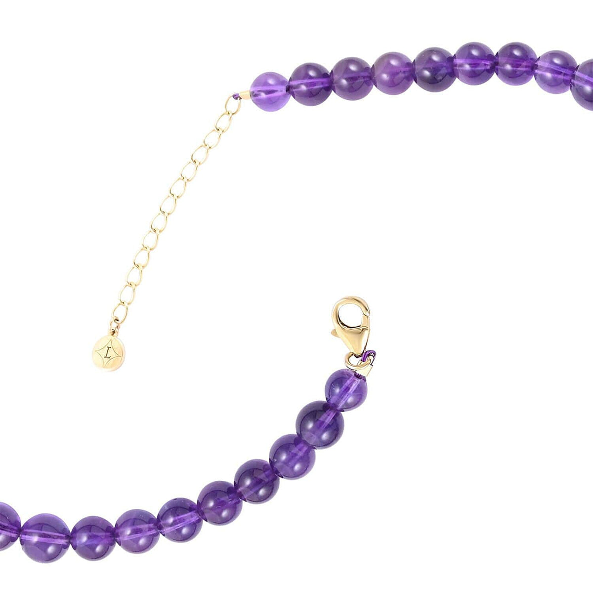 Certified &amp; Appraised 275 Ct. AAA African Amethyst Graduated Bead Necklace (Size - 18) with Lobster Clasp in 14K Yellow Gold 7690018 5