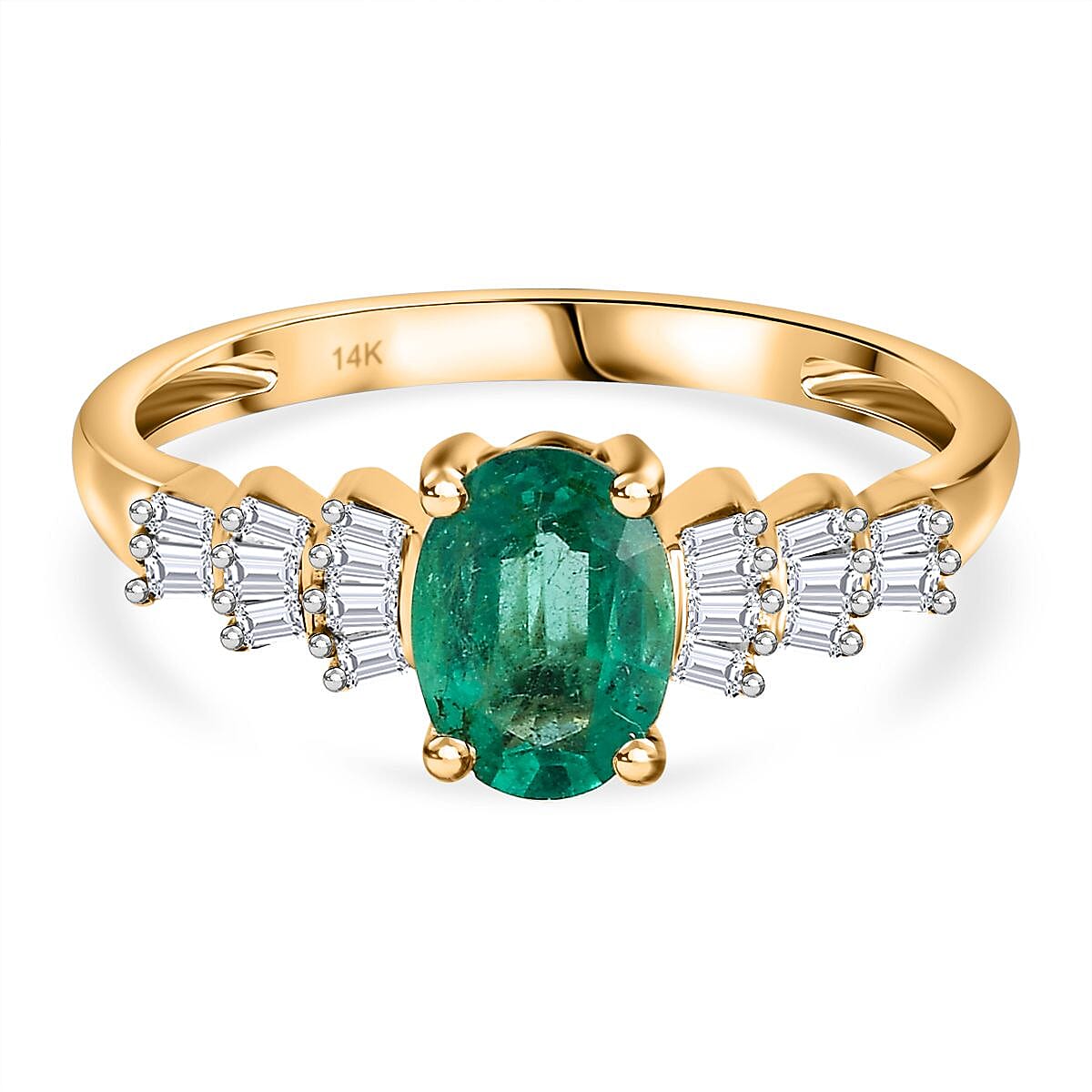 AAA Boyaca Colombian Emerald and Diamond Ballerina Ring in 14K Yellow Gold 7845824 0