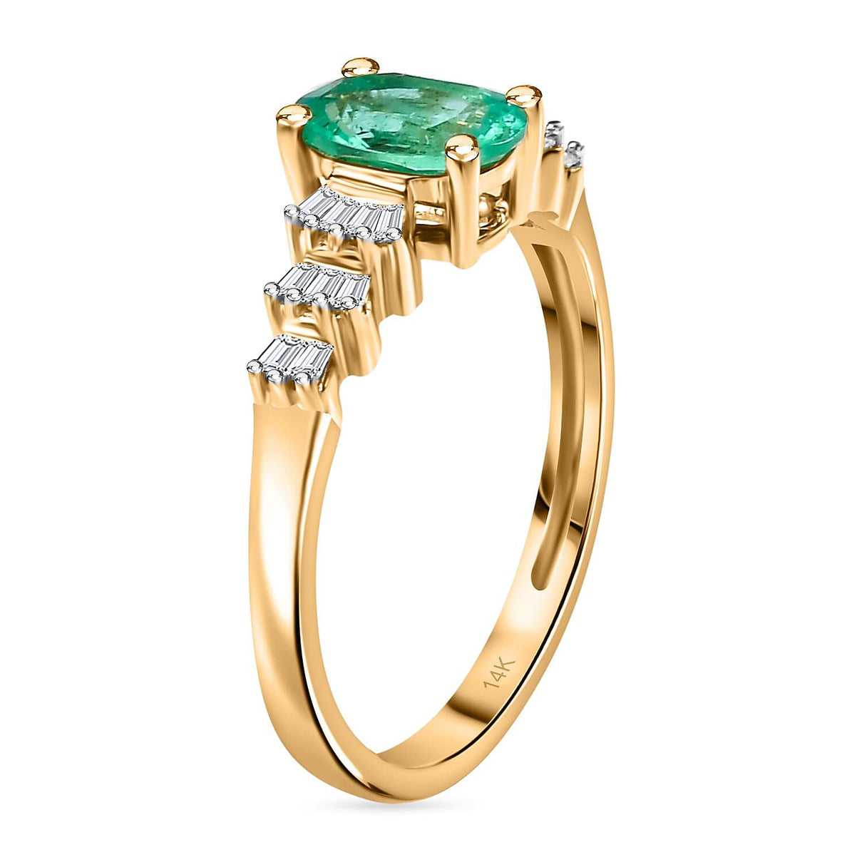 AAA Boyaca Colombian Emerald and Diamond Ballerina Ring in 14K Yellow Gold 7845824 4