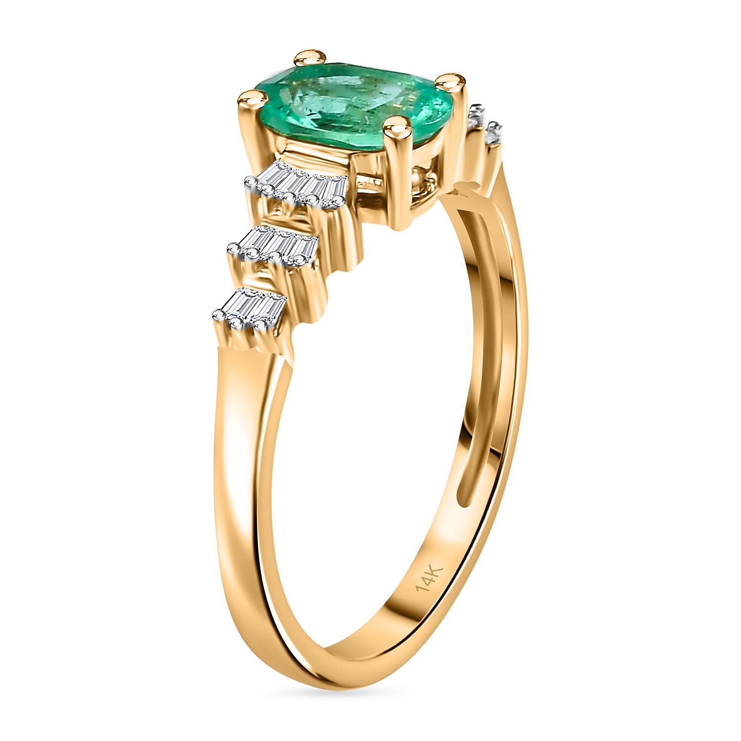 AAA Boyaca Colombian Emerald and Diamond Ballerina Ring in 14K Yellow Gold 7845824 4