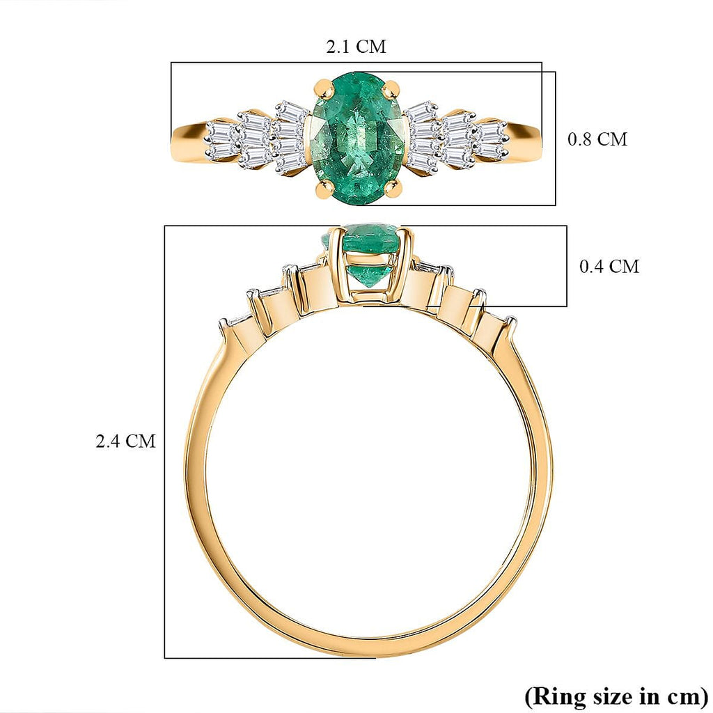 14K Yellow Gold AAA Boyaca Colombian Emerald & Diamond Ring 0.76 Ct