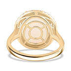 14K Yellow Gold  AAA   Ethiopian Opal ,  Orange Sapphire ,  White Diamond  I2 Ring 7.30 ct,  Gold Wt. 4.31 Gms  7.300  Ct.