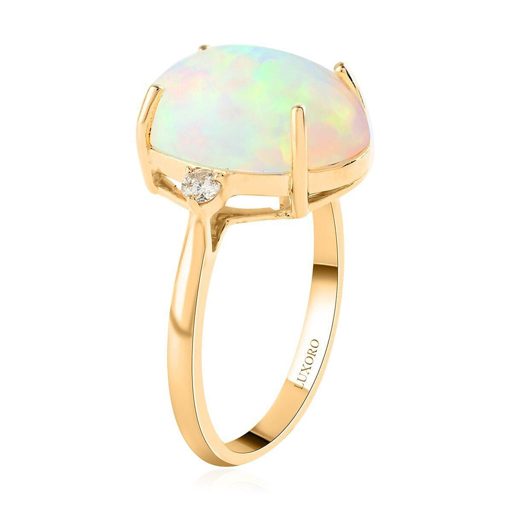 14K Yellow Gold  AAA  Ethiopian Opal, White Diamond I2 Ring 3.60 ct,  Gold Wt. 2.87 Gms  3.600  Ct.