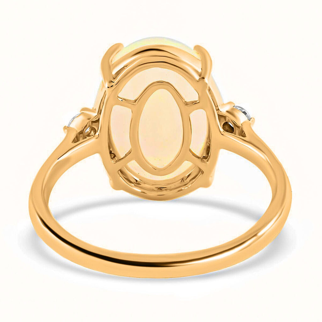 14K Yellow Gold  AAA  Ethiopian Opal, White Diamond I2 Ring 3.60 ct,  Gold Wt. 2.87 Gms  3.600  Ct.
