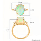 14K Yellow Gold  AAA  Ethiopian Opal, White Diamond I2 Ring 3.60 ct,  Gold Wt. 2.87 Gms  3.600  Ct.