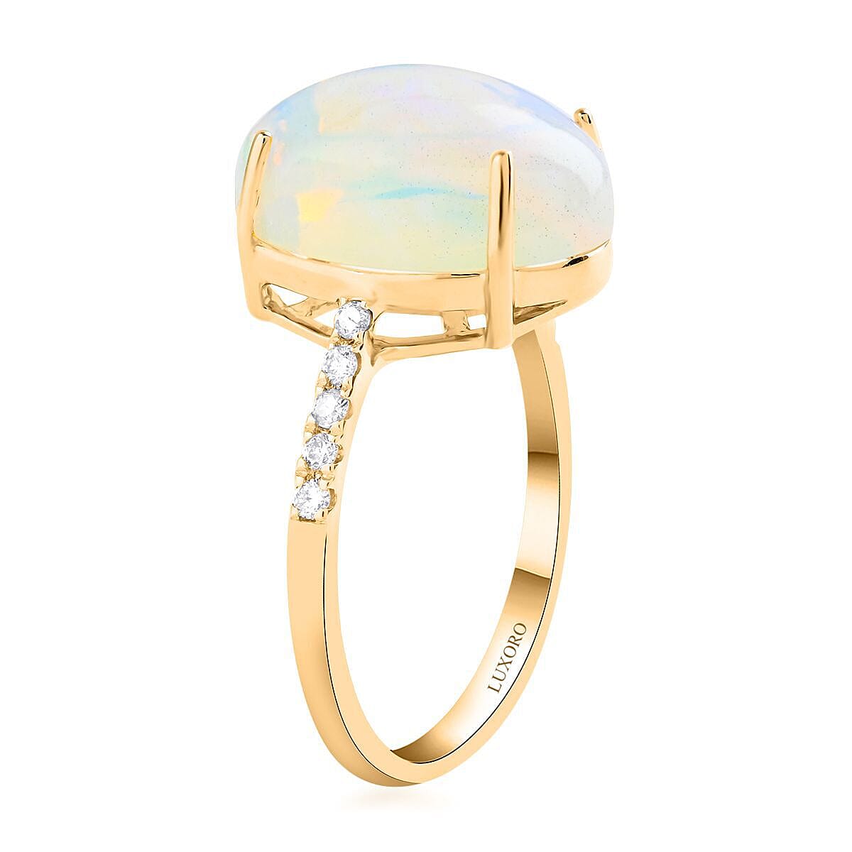 AGI Certified and Appraised 14K Yellow Gold AAA Ethiopian Welo Opal and Diamond Ring 4.40 Ct. 7273349 3