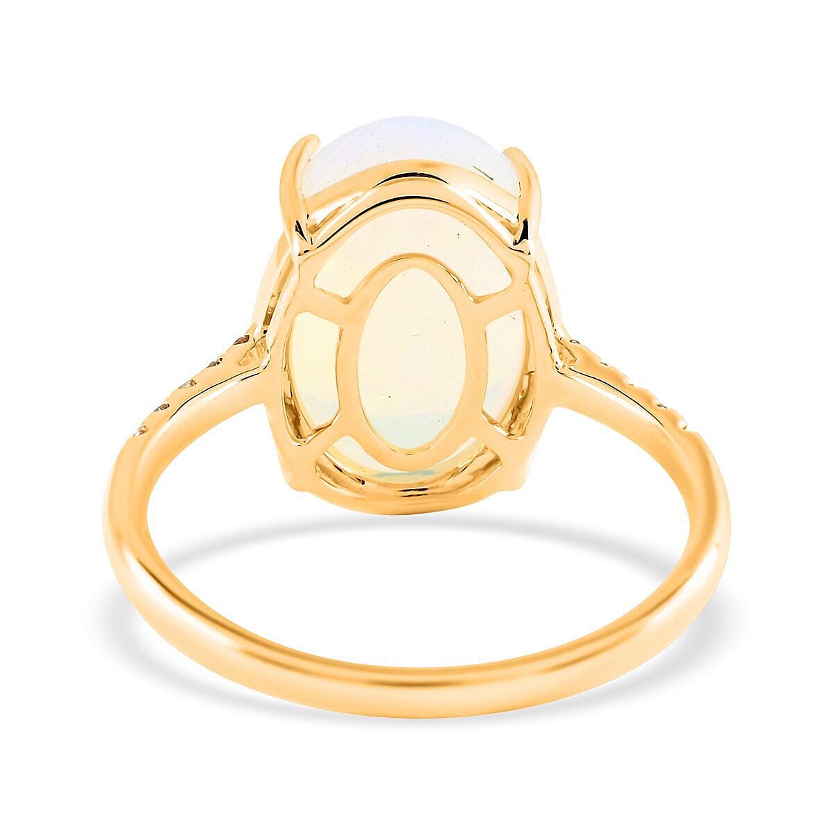 AGI Certified and Appraised 14K Yellow Gold AAA Ethiopian Welo Opal and Diamond Ring 4.40 Ct. 7273349 4