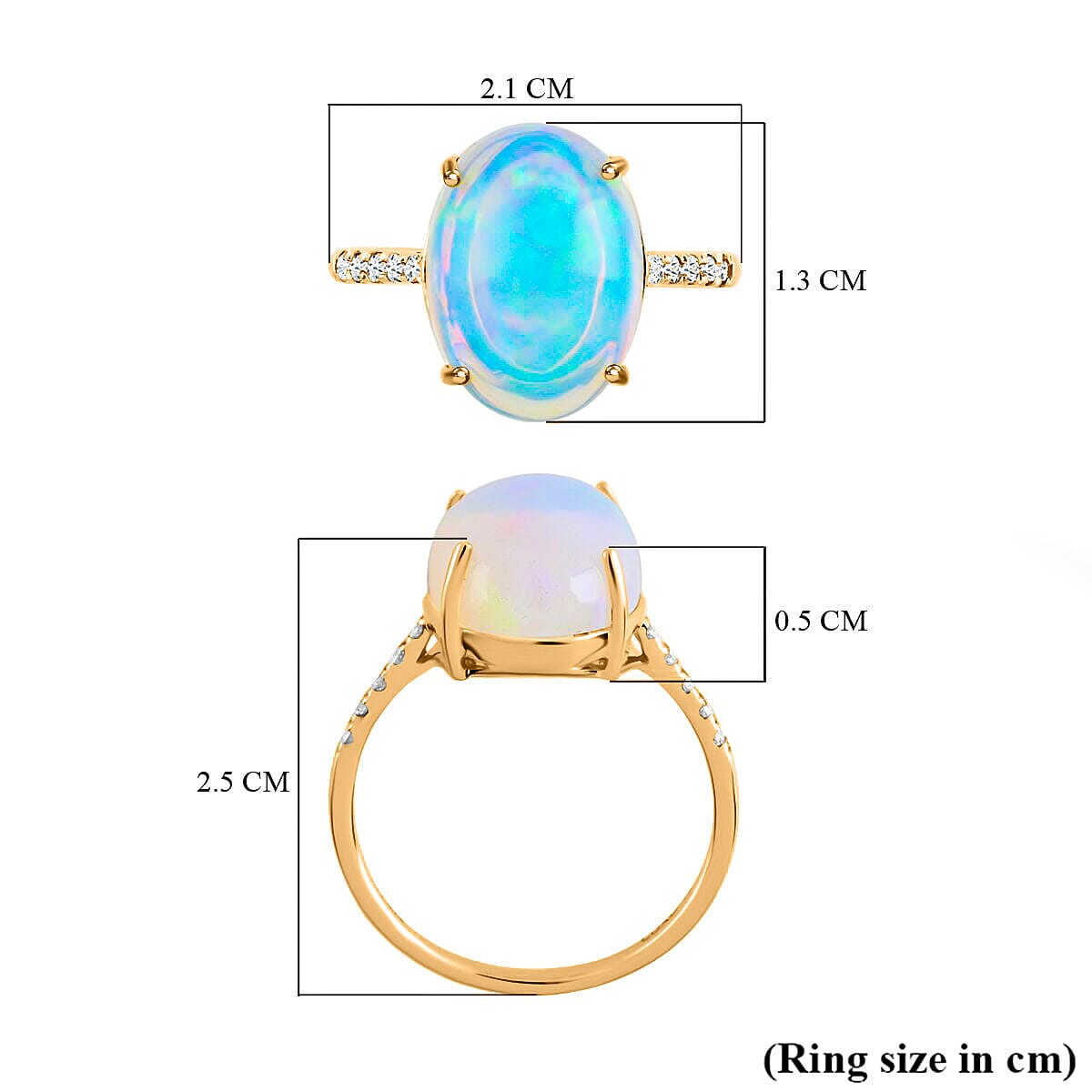 AGI Certified and Appraised 14K Yellow Gold AAA Ethiopian Welo Opal and Diamond Ring 4.40 Ct. 7273349 6