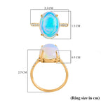 14K Yellow Gold AAA Ethiopian Welo Opal AGI Certified and Appraised and Diamond Ring 4.40 Ct.