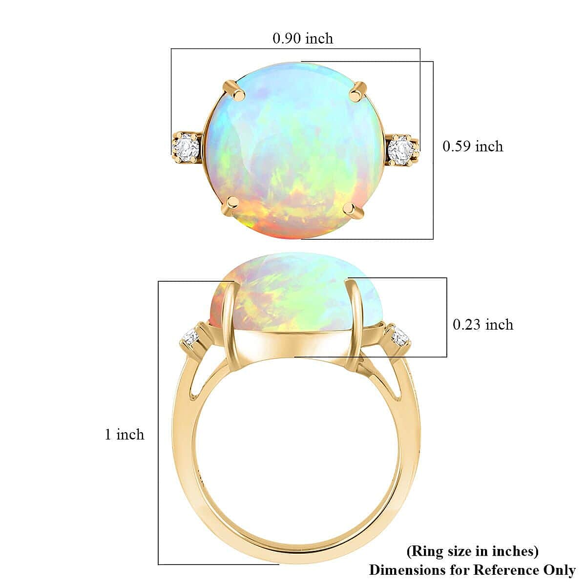 Certified and Appraised 14K Yellow Gold AAA Ethiopian Opal,White Diamond I2 Ring 7.25 ct 7744736 5