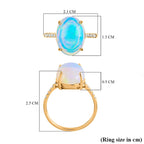 14K Yellow Gold AAA Ethiopian Welo Opal AGI Certified and Appraised and Diamond Ring 4.40 Ct.