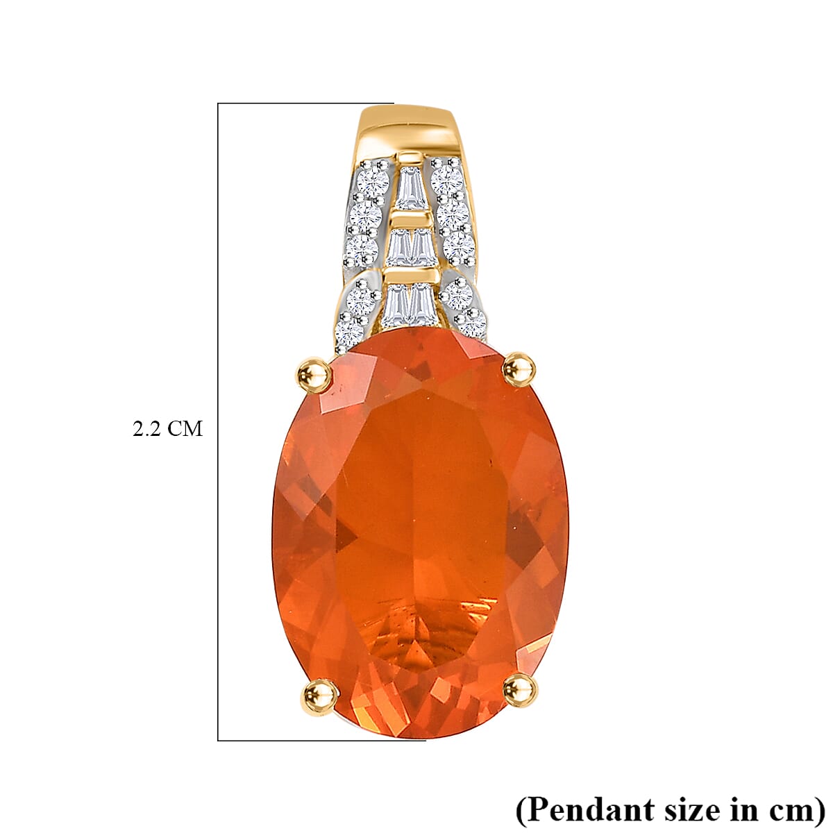 14K Yellow Gold AAA Fire Opal, White Diamond Solitaire Pendant 7884726 6