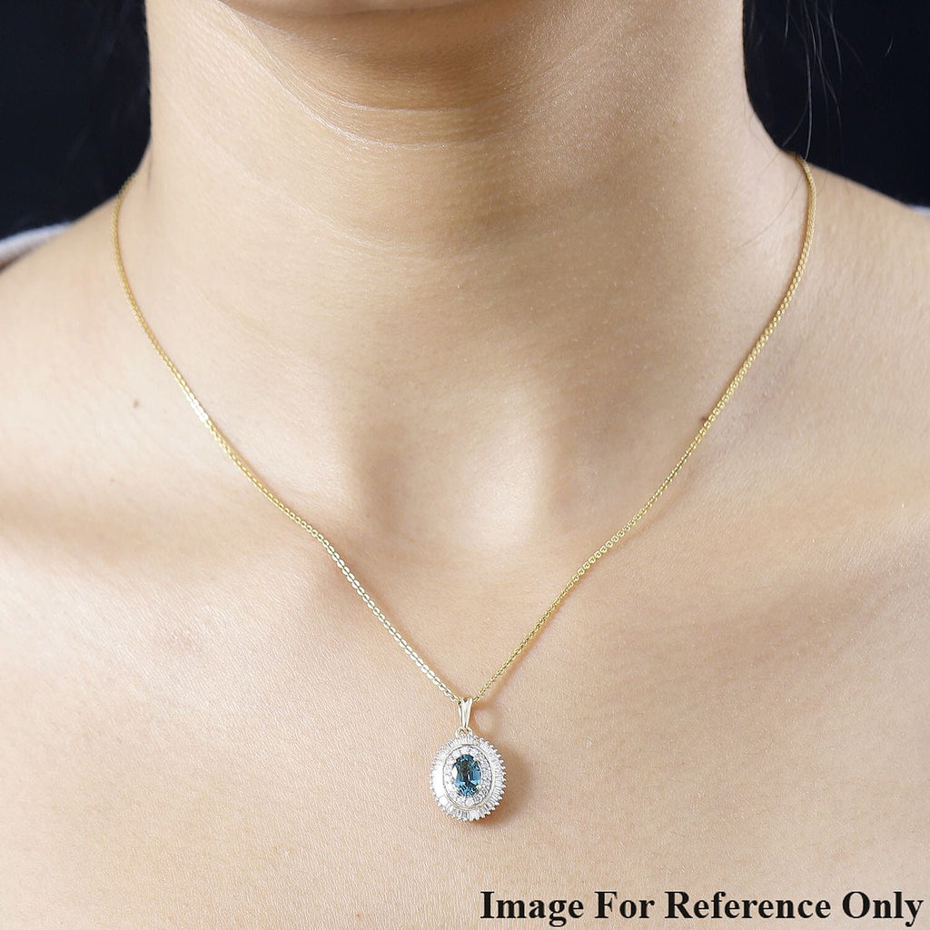 14K Yellow Gold Natural AAA Mutuca Indicolite & Diamond Halo Locket Pendant