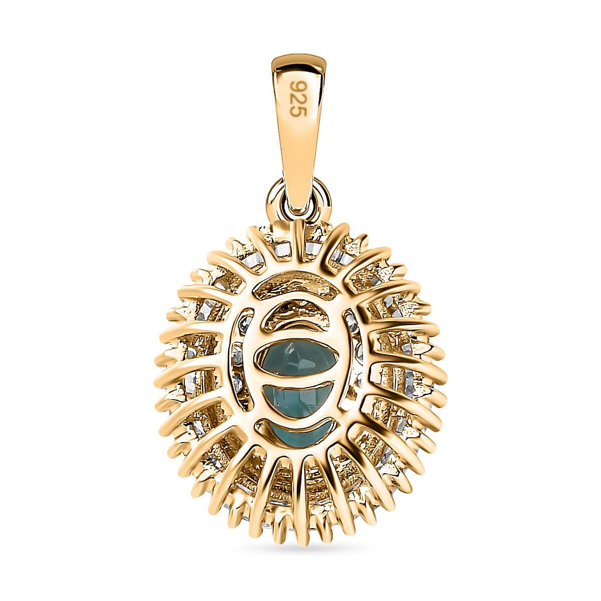 14K Yellow Gold Natural AAA Mutuca Indicolite &amp; Diamond Halo Locket Pendant 7748125 4