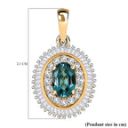 14K Yellow Gold Natural AAA Mutuca Indicolite & Diamond Halo Locket Pendant