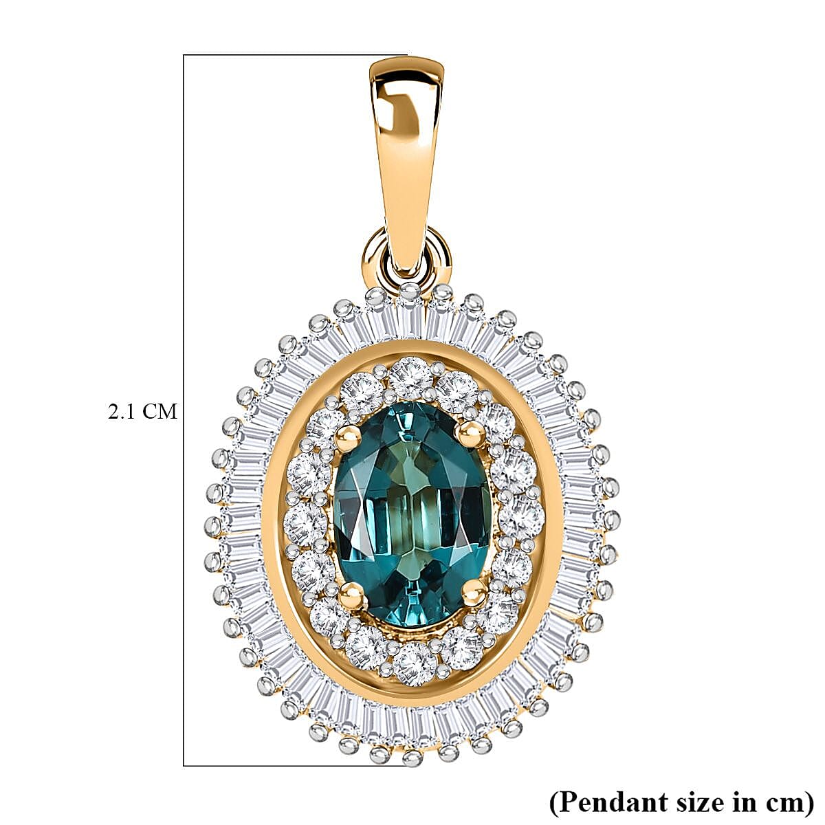 14K Yellow Gold Natural AAA Mutuca Indicolite &amp; Diamond Halo Locket Pendant 7748125 5
