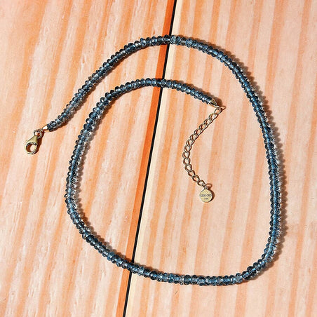 14K Yellow Gold AAA London Blue Topaz Bead Necklace (Size - 18) with Lobster Clasp 89.91 Ct. 7669790 2