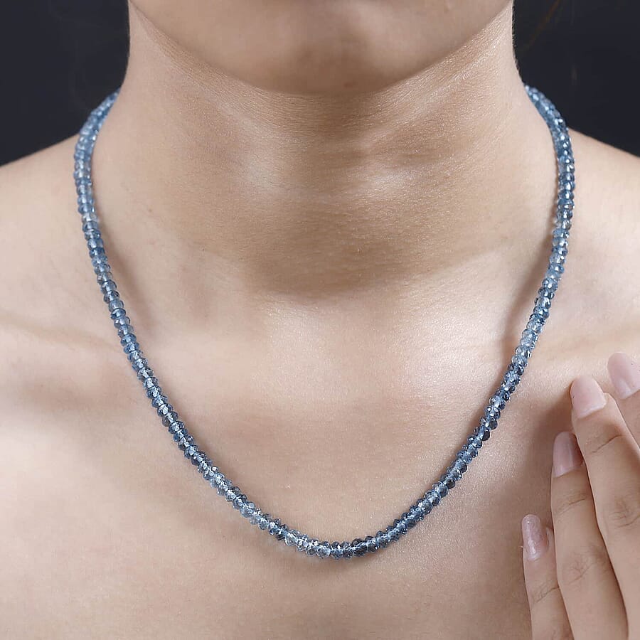 14K Yellow Gold AAA London Blue Topaz Bead Necklace (Size - 18) with Lobster Clasp 89.91 Ct. 7669790 2