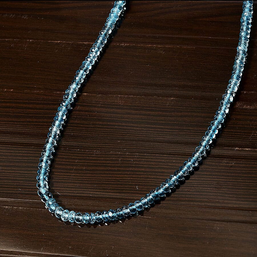 14K Yellow Gold AAA London Blue Topaz Bead Necklace (Size - 18) with Lobster Clasp 89.91 Ct. 7669790 3