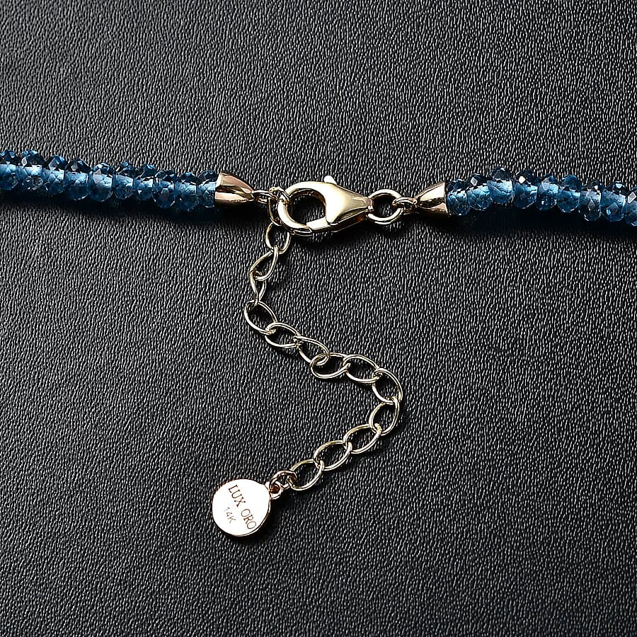 14K Yellow Gold AAA London Blue Topaz Bead Necklace (Size - 18) with Lobster Clasp 89.91 Ct. 7669790 4