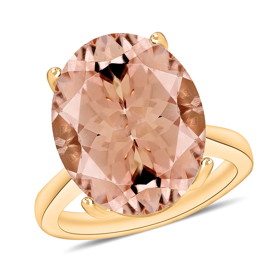 14K Yellow Gold AAA Morganite Solitaire Ring in Gold Wt. 4 grams, 7 Ct 7725166 0